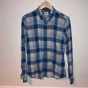 ⛰MARINE LAYER Blue and White 100% Cotton Size Medium Button Down Men’s 🏄🏽♂️